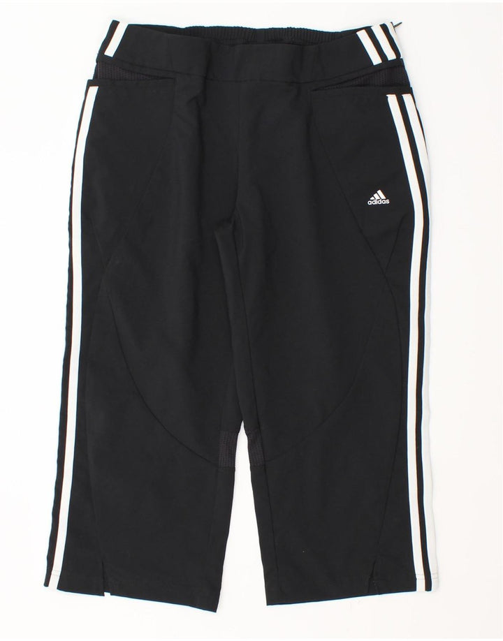 Adidas Womens Capri Tracksuit Trousers UK 12 Medium Black Polyester