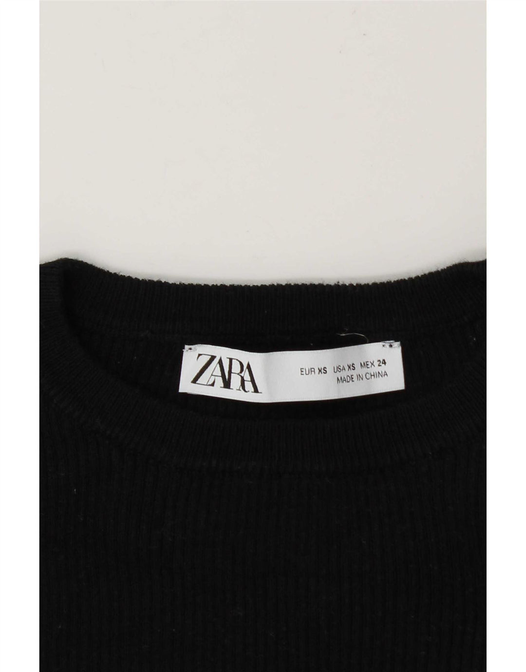 Zara Womens Crop Top Long Sleeve UK 6 XS Black