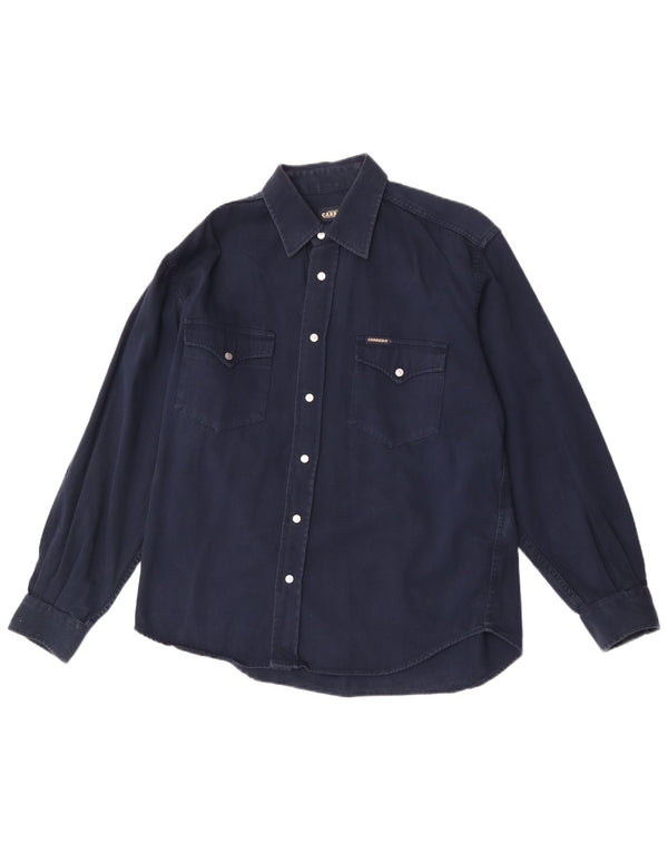 Carrera Mens Shirt Large Navy Blue Cotton