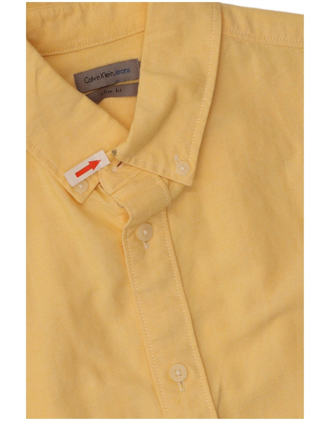 Calvin Klein Jeans Mens Short Sleeve Slim Fit Shirt Small Yellow