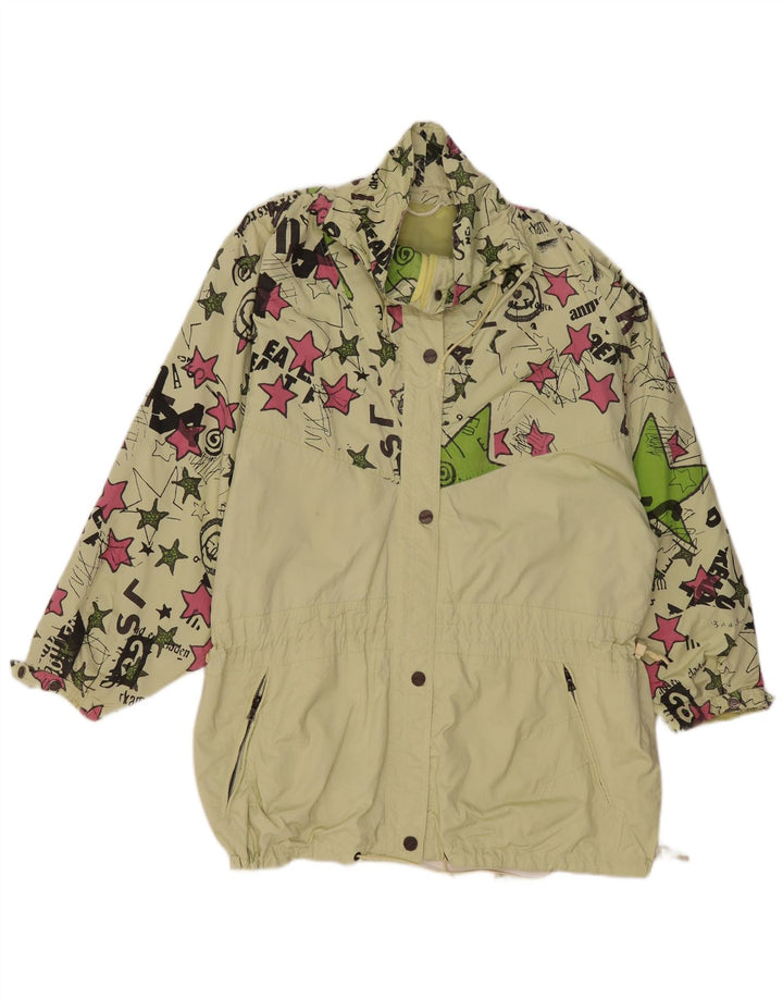 VINTAGE Womens Oversized Windbreaker Coat EU 44 XL Green Geometric