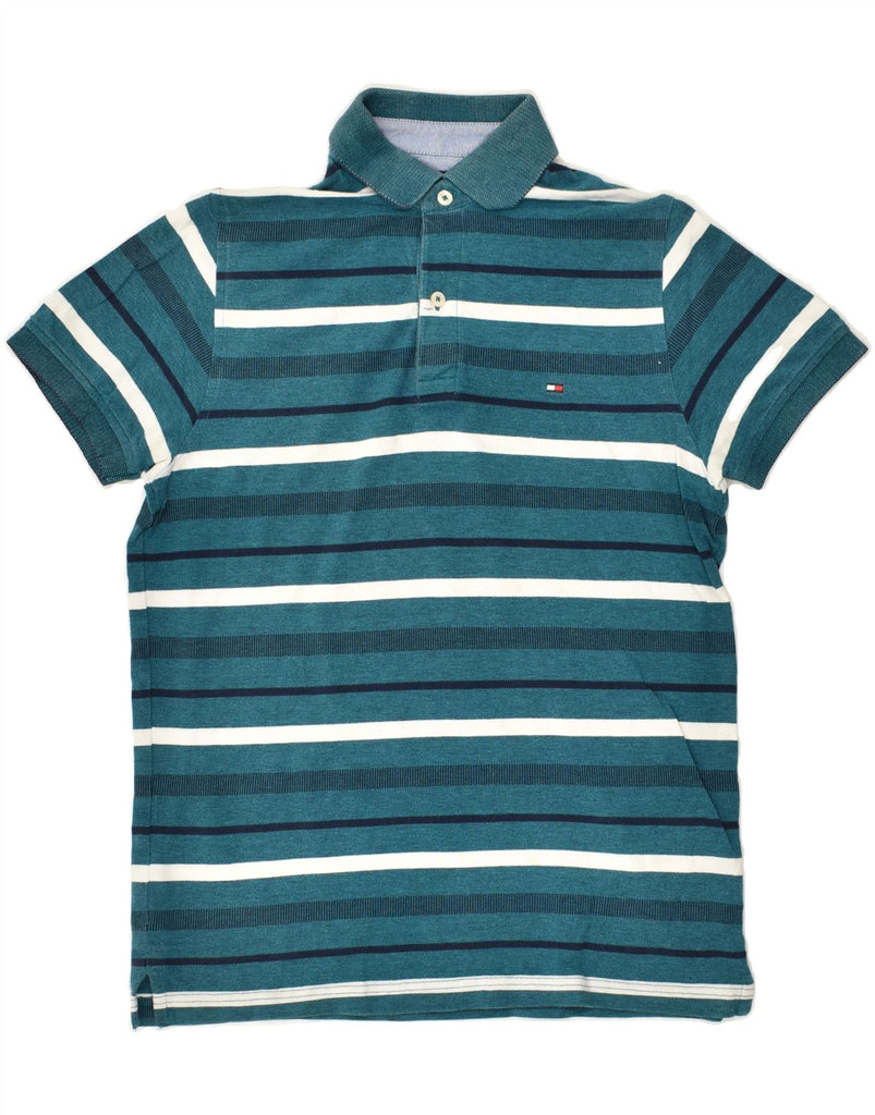 TOMMY HILFIGER Mens Polo Shirt XS Blue Striped Cotton | Vintage Tommy Hilfiger | Thrift | Second-Hand Tommy Hilfiger | Used Clothing | Messina Hembry 