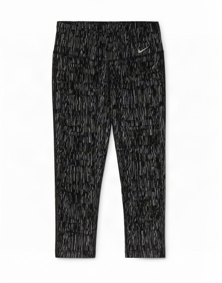 Nike Womens Dri Fit Abstract Pattern Capri Leggings UK 10 Small Black