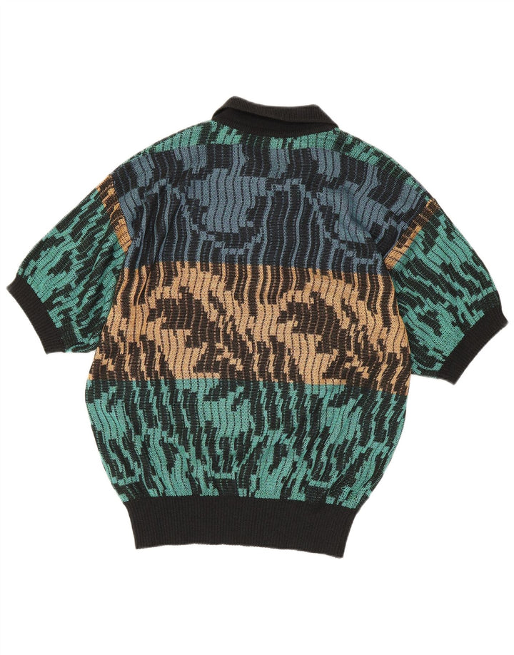Vintage Mens Abstract Pattern Polo Neck Jumper Sweater IT 48 Medium Multico