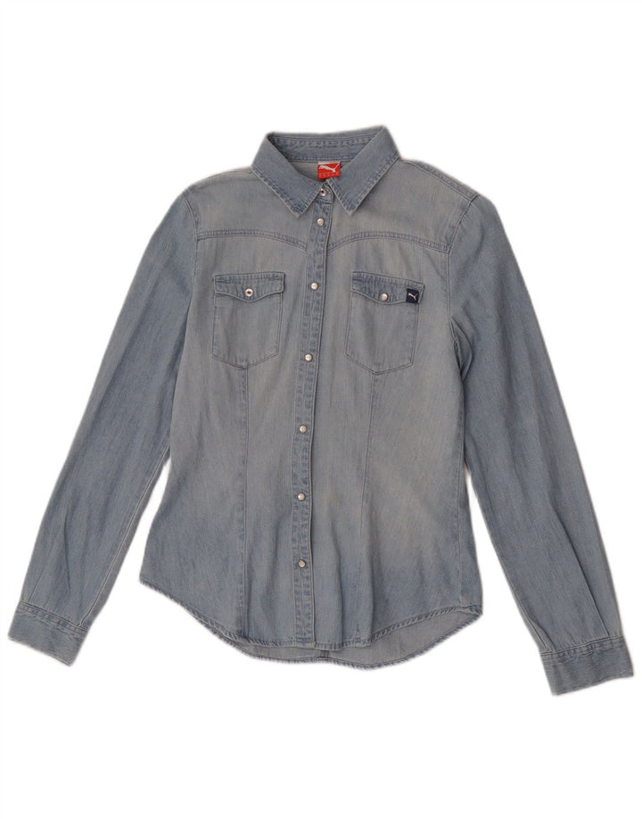 Puma Womens Denim Shirt UK 12 Medium Blue Cotton