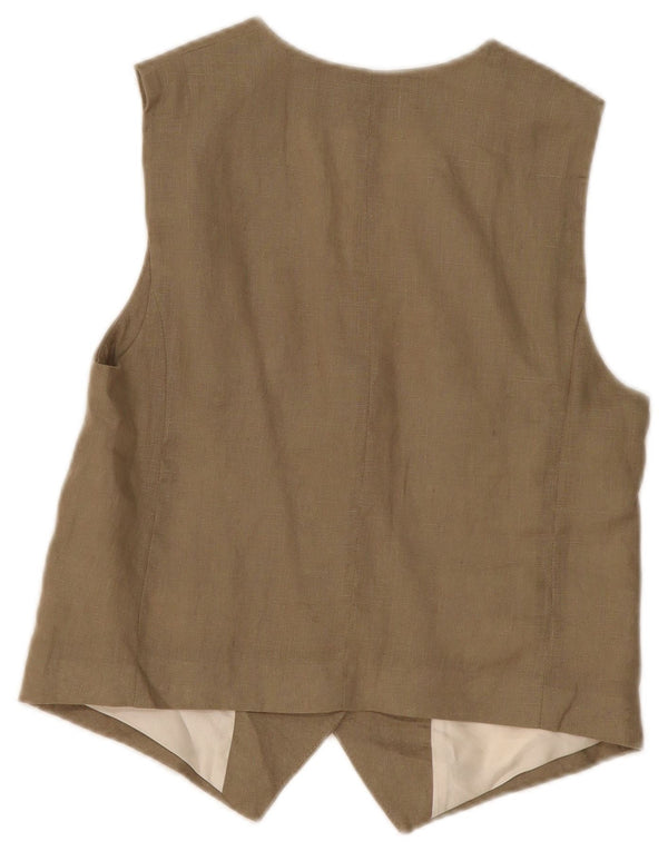 Zara Womens Waistcoat UK 6 XS Khaki Linen