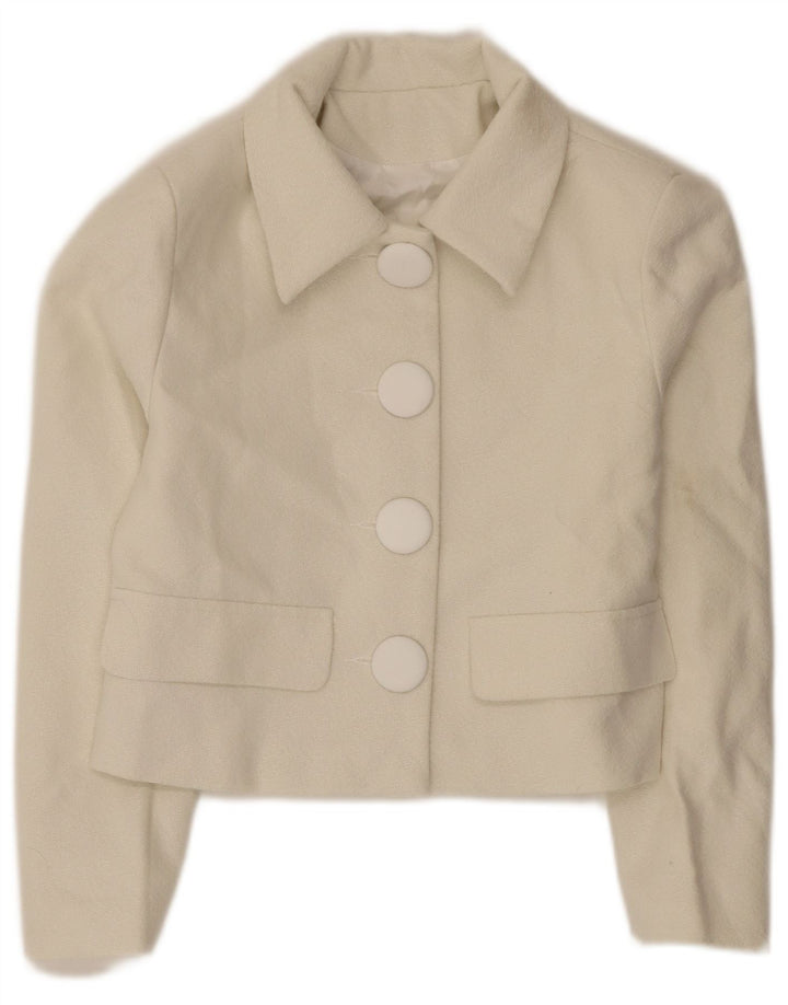 Vintage Womens Bolero Jacket UK 10 Small Off White Polyester