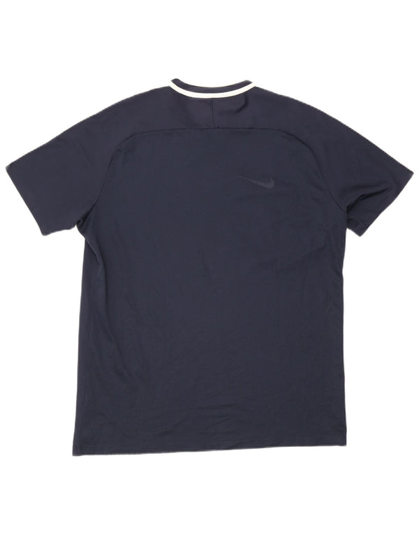 NIKE Mens Dri Fit T-Shirt Top XL Navy Blue Colourblock Polyester