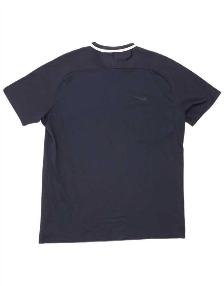 NIKE Mens Dri Fit T-Shirt Top XL Navy Blue Colourblock Polyester