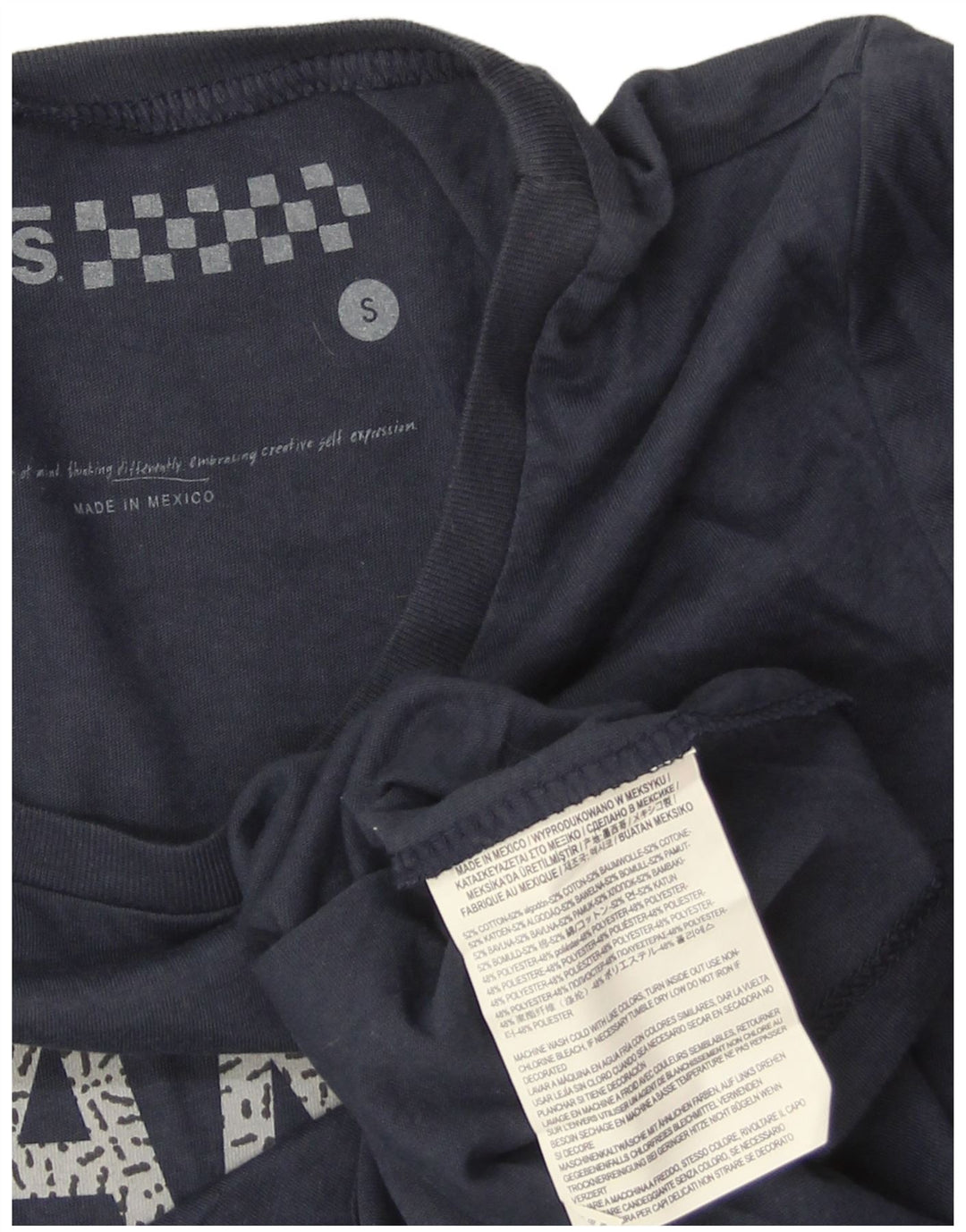 VANS Womens Graphic T-Shirt Top UK 8 Small Navy Blue Cotton