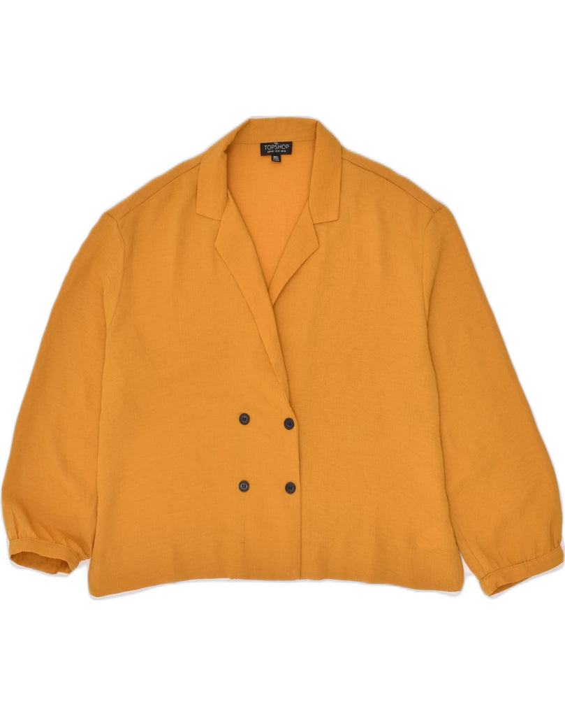 TOPSHOP Womens Double Breasted Blazer Jacket UK 14 Large  Yellow Polyester | Vintage Topshop | Thrift | Second-Hand Topshop | Used Clothing | Messina Hembry 