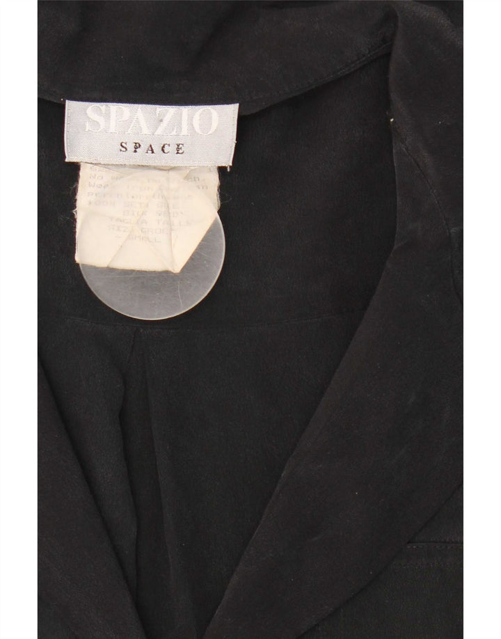 Spazio Womens Oversized Shirt Blouse UK 10 Small Black Silk