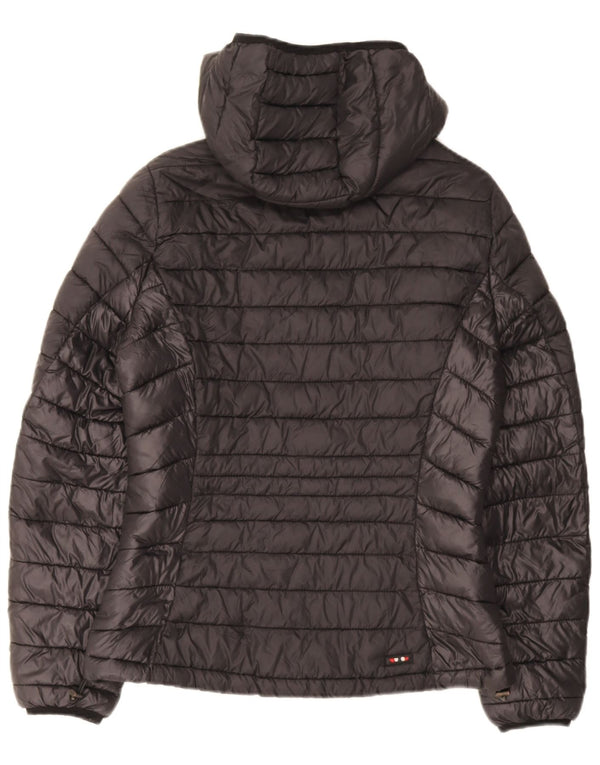 Napapijri Womens Hooded Padded Jacket UK 14 Medium Black Polyamide