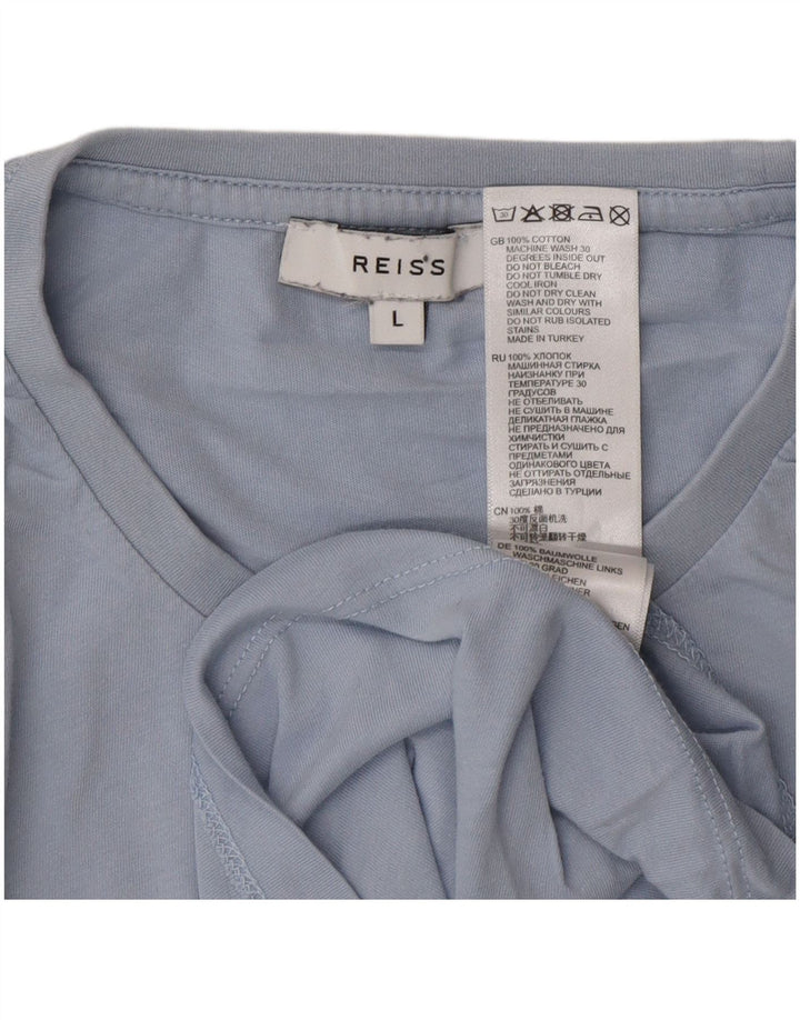 Reiss Mens T-Shirt Top Large Blue Cotton