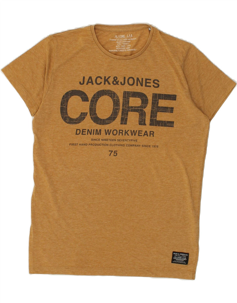 JACK & JONES Mens Graphic T-Shirt Top Small Brown Polyester | Vintage Jack & Jones | Thrift | Second-Hand Jack & Jones | Used Clothing | Messina Hembry 