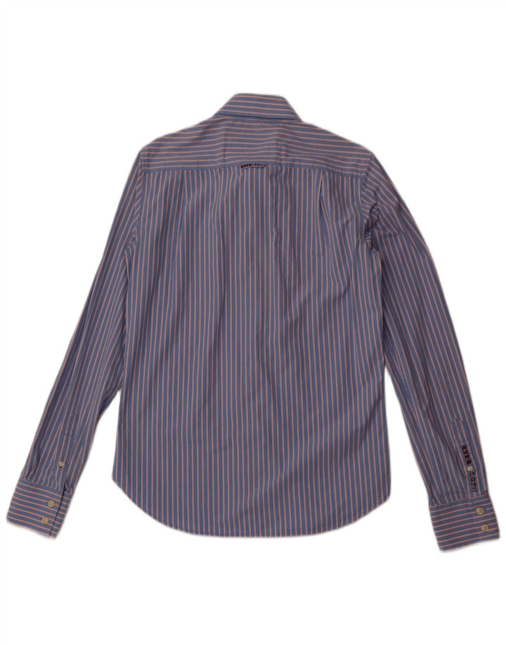 Superdry Mens Shirt Medium Blue Striped Cotton