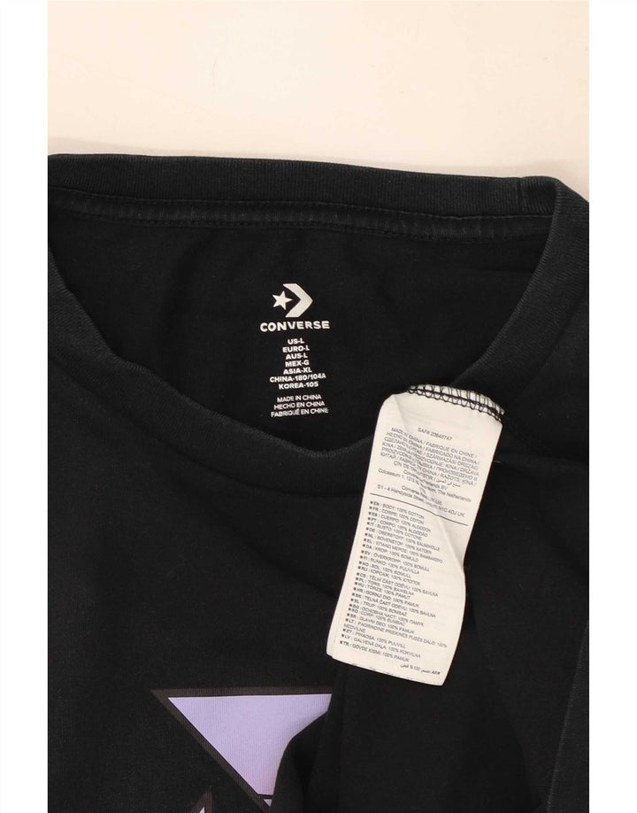 Converse Mens Graphic T-Shirt Top Large Black Cotton