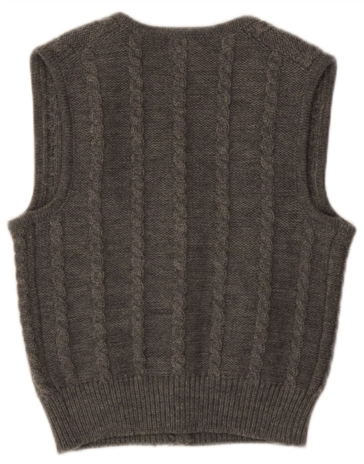 Giesswein Womens Knit Crop Waistcoat EU 42 Large Grey Virgin Wool