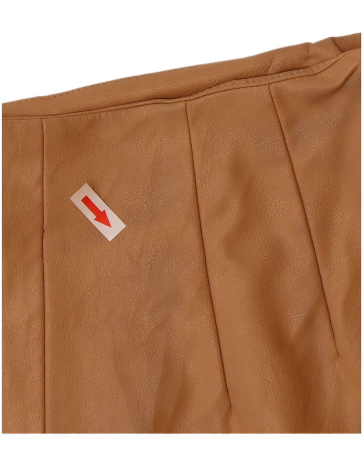 Zara Womens Leather Shorts Small W26 Beige Polyurethane