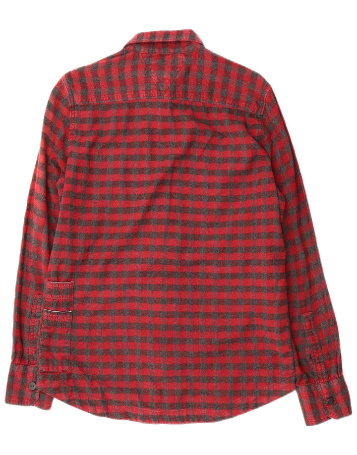 Superdry Mens Flannel Shirt Medium Red Gingham Cotton