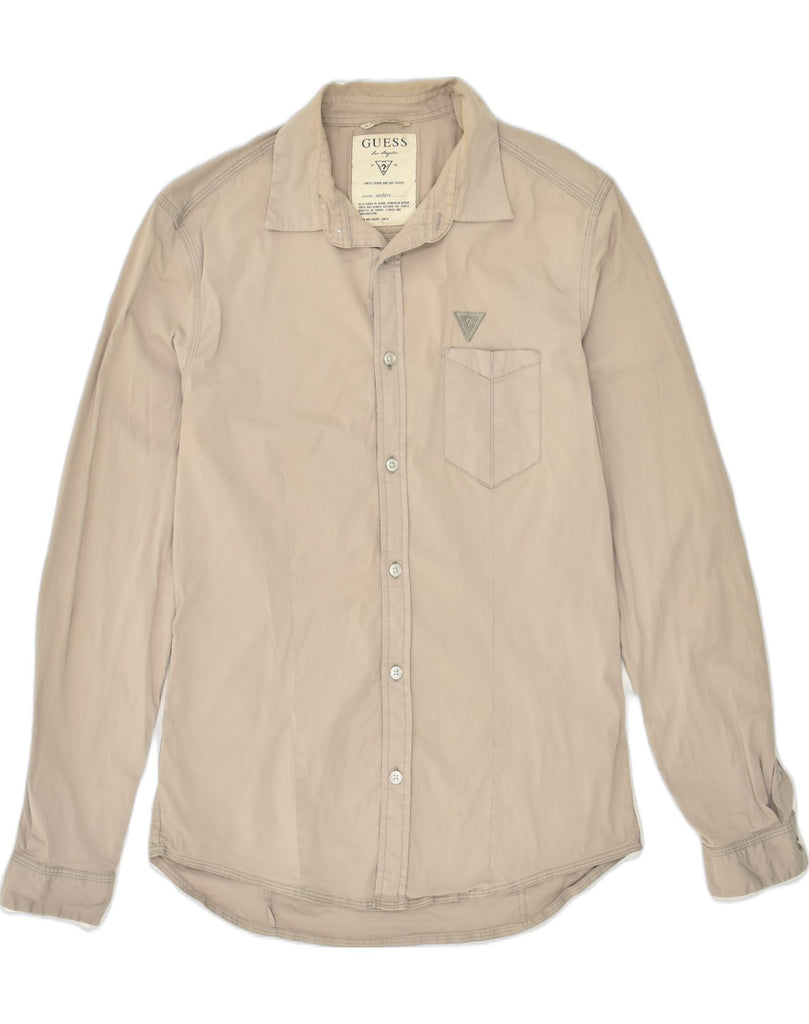 GUESS Mens Shirt Medium Beige Cotton | Vintage Guess | Thrift | Second-Hand Guess | Used Clothing | Messina Hembry 