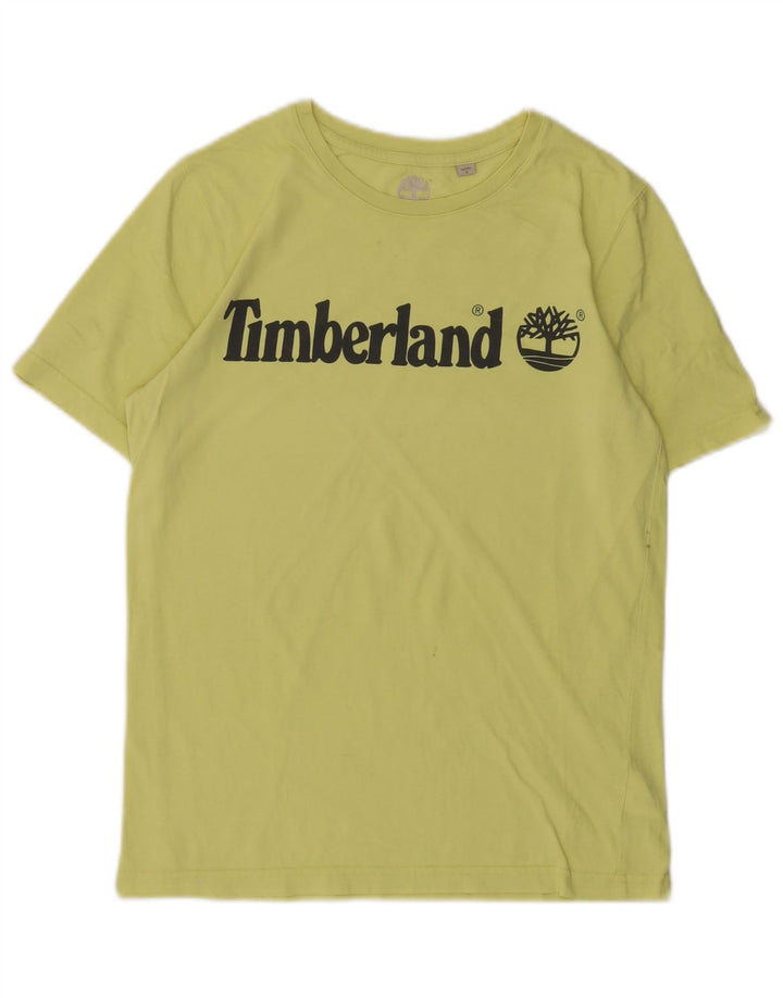 TIMBERLAND Boys Graphic T-Shirt Top 13-14 Years Small Green Cotton