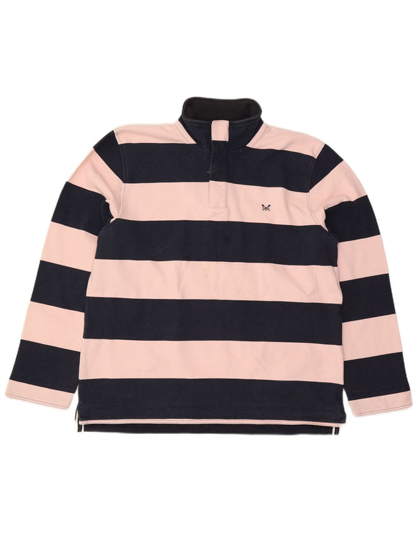 CREW CLOTHING Mens Zip Neck Sweatshirt Jumper 2XL Navy Blue Striped Cotton