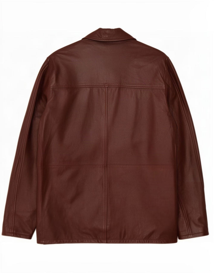 Vintage Mens Leather Coat IT 54 2XL Brown