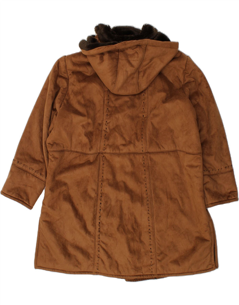 VINTAGE Womens Sherpa Overcoat UK 20 2XL Brown Polyester Vintage Vintage and Second-Hand Vintage from Messina Hembry 