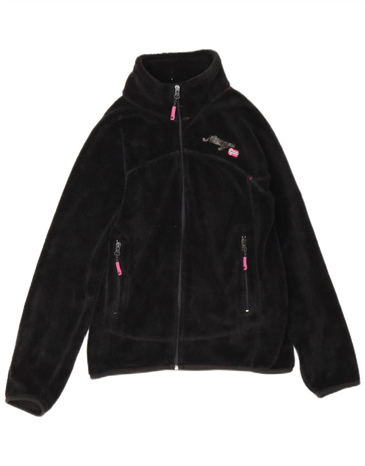 Geographical Norway Womens Fleece Jacket UK 14 Medium Black Polyester
