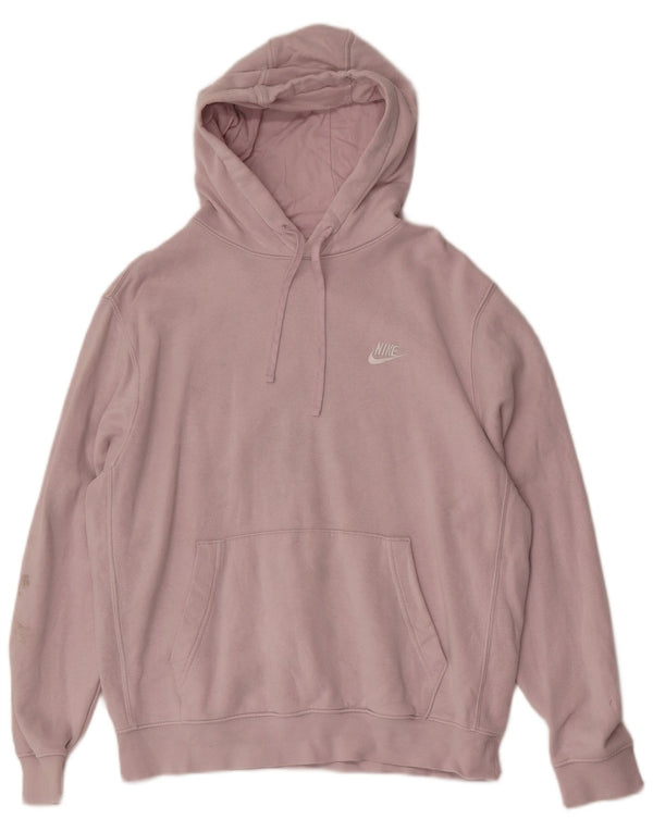 Nike Womens Hoodie Jumper UK 16 Large Pink Cotton