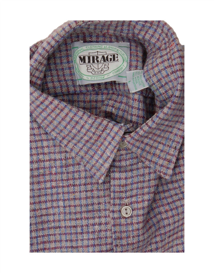 MIRAGE Mens Flannel Shirt Large Grey Check Polyester Vintage Mirage and Second-Hand Mirage from Messina Hembry 