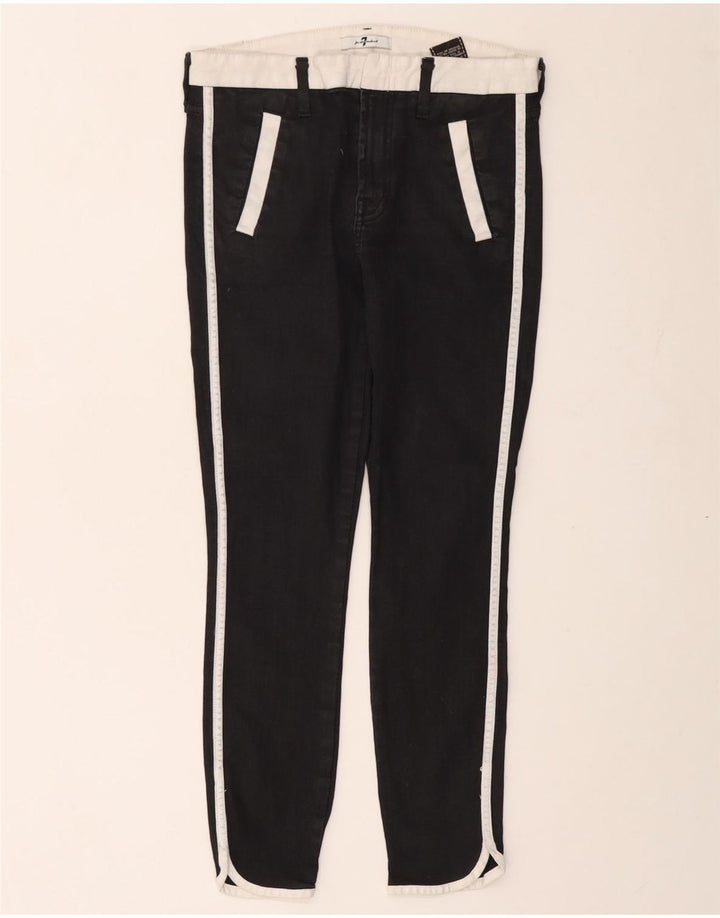 7 For All Mankind Womens Crop Skinny Jeans W27 L25 Black Colourblock Cotton
