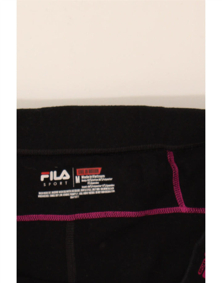 FILA Womens Capri Leggings UK 14 Medium Black Cotton Vintage Fila and Second-Hand Fila from Messina Hembry 