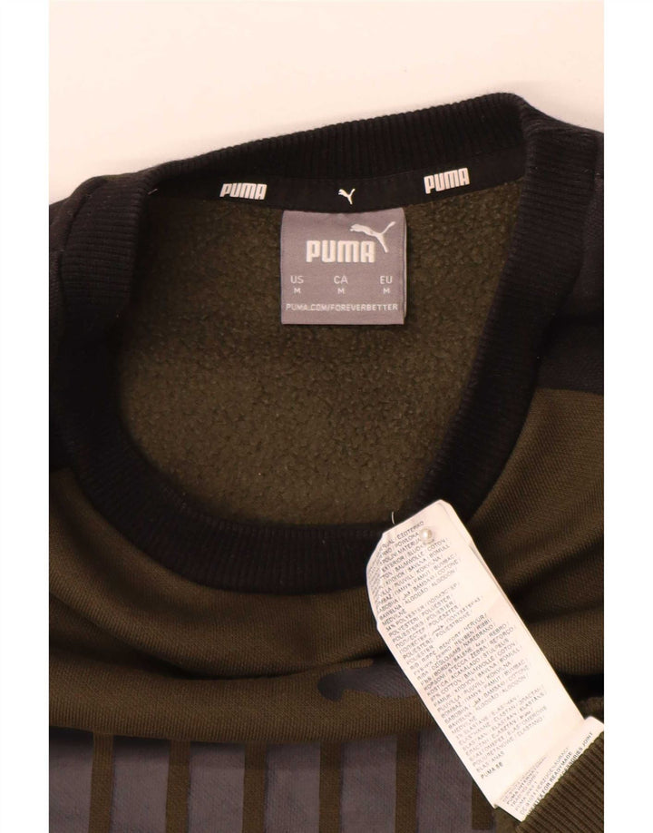Puma Mens Graphic Sweatshirt Jumper Medium Khaki Colourblock Cotton