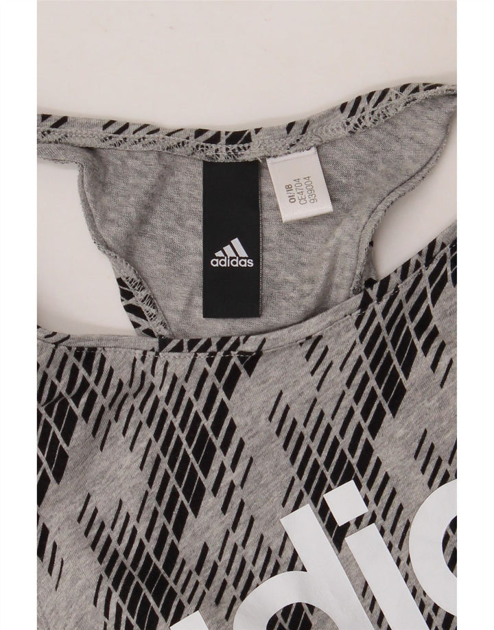 Adidas Womens Graphic Vest Top UK 8 Small Grey Geometric
