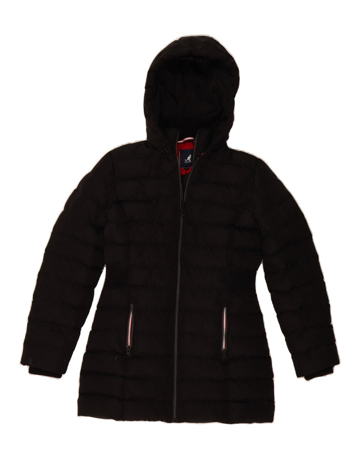 KANGOL Womens Hooded Padded Jacket UK 8 Small  Black Polyester Vintage Kangol and Second-Hand Kangol from Messina Hembry 