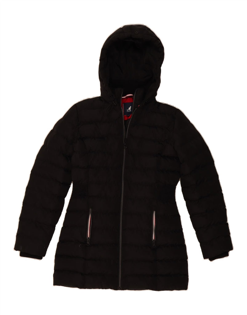 KANGOL Womens Hooded Padded Jacket UK 8 Small  Black Polyester Vintage Kangol and Second-Hand Kangol from Messina Hembry 