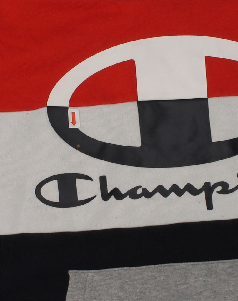 CHAMPION Boys Graphic Hoodie Jumper 13-14 Years XL Black Colourblock | Vintage Champion | Thrift | Second-Hand Champion | Used Clothing | Messina Hembry 