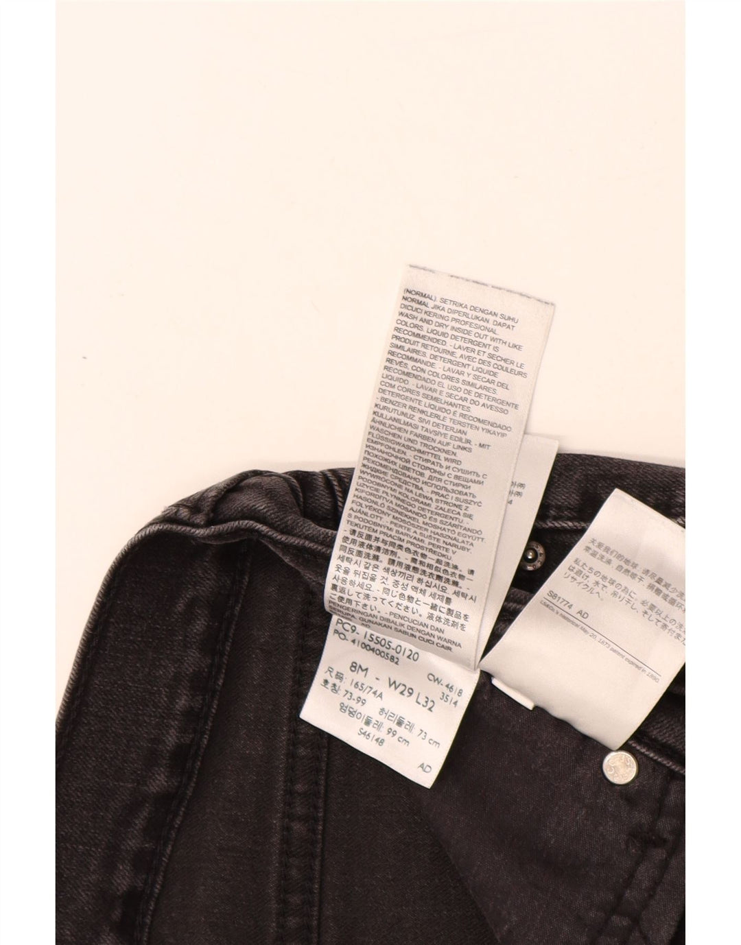 LEVI'S Womens 505 Straight Jeans US 8 Medium W29 L30 Black Cotton