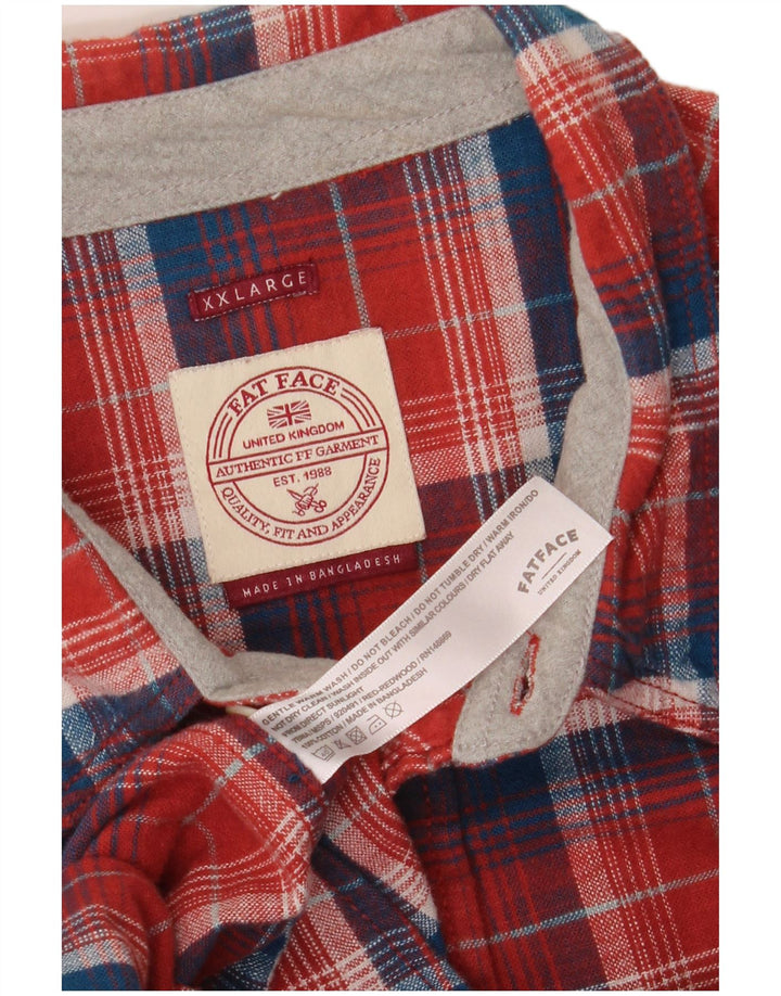 Fat Face Mens Flannel Shirt 2XL Red Check Cotton