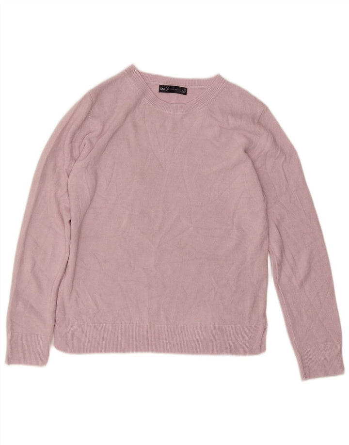 Marks & Spencer Womens Crew Neck Jumper Sweater UK 12 Medium Pink Acrylic