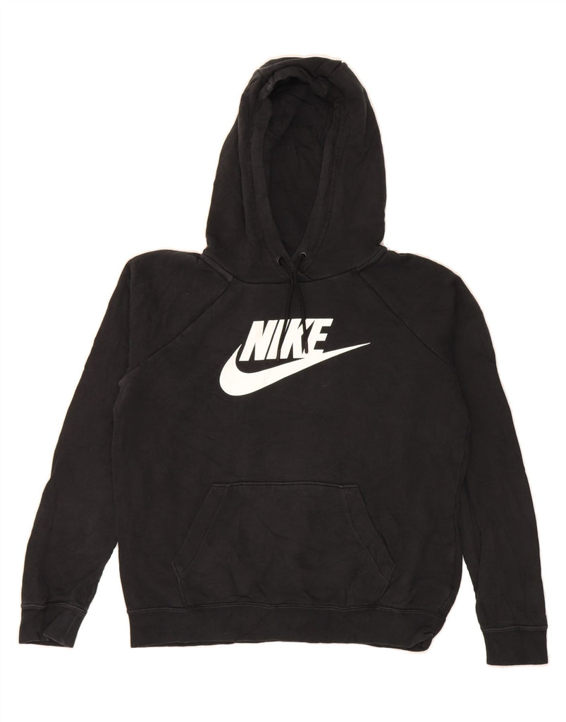 NIKE Womens Oversized Graphic Hoodie Jumper UK 10 Small Black Cotton Vintage Nike and Second-Hand Nike from Messina Hembry 