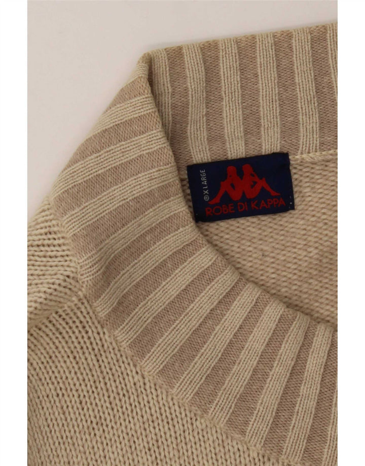 Kappa Mens Cardigan Sweater XL Beige Cotton