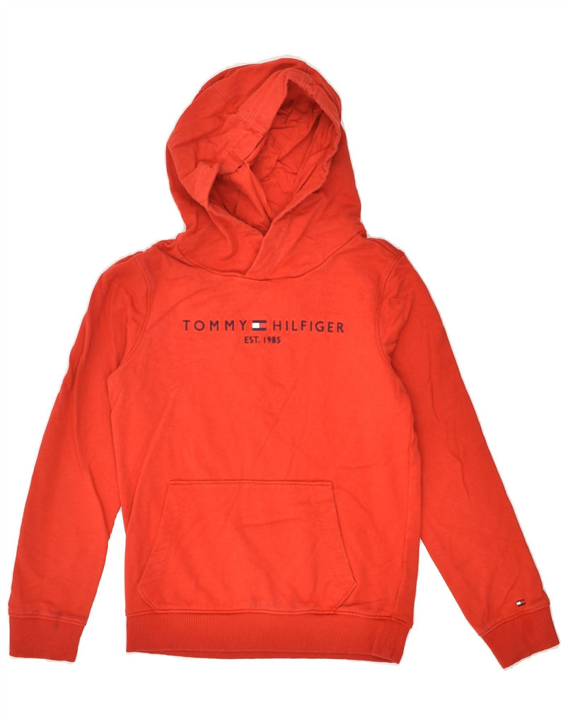 TOMMY HILFIGER Boys Hoodie Jumper 9-10 Years Red Cotton | Vintage Tommy Hilfiger | Thrift | Second-Hand Tommy Hilfiger | Used Clothing | Messina Hembry 