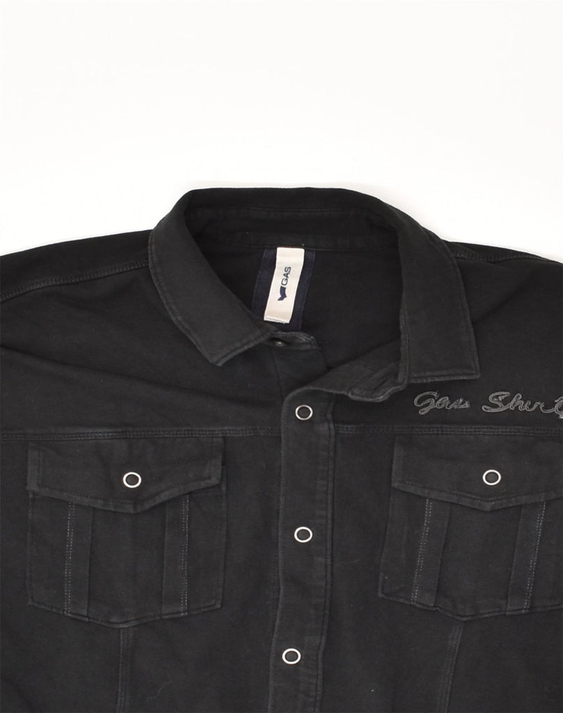 GAS Mens Shirt Small Black Cotton | Vintage Gas | Thrift | Second-Hand Gas | Used Clothing | Messina Hembry 