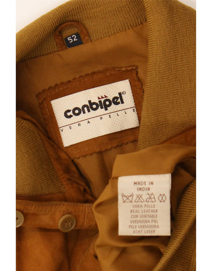 Conbipel Mens Suede Bomber Jacket IT 52 Large Brown Leather