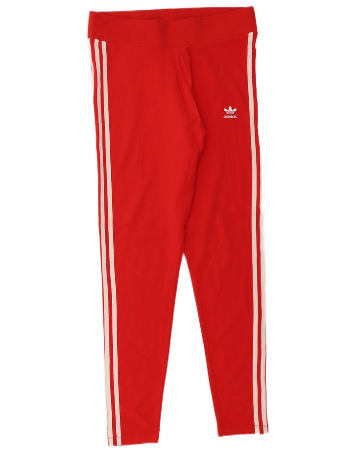 ADIDAS Womens Leggings UK 16 Large  Red Cotton