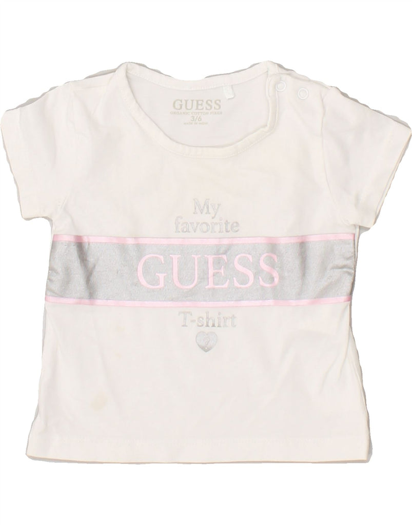 GUESS Baby Girls Graphic T-Shirt Top 3-6 Months White Cotton | Vintage Guess | Thrift | Second-Hand Guess | Used Clothing | Messina Hembry 