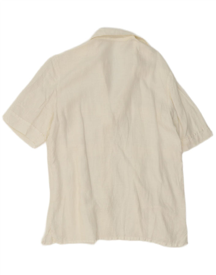 Vintage Womens Short Sleeve Pullover Shirt IT 44 Medium White Linen